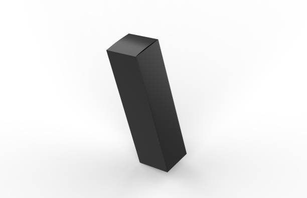 istock Tall black paper box mock up template on isolated white background, 3d illustration 1209872978