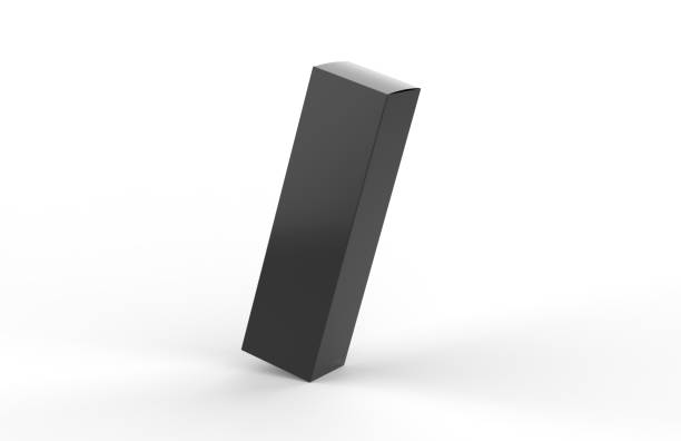 istock Tall black paper box mock up template on isolated white background, 3d illustration 1209872979