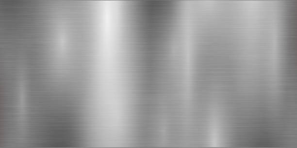 istock Silver background and foil texture, shiny and metal steel gradient template. Brushed stainless steel pattern – for stock 1209873039