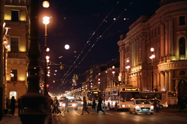 istock Nevsky Prospect at night. Night traffic. 1209876489