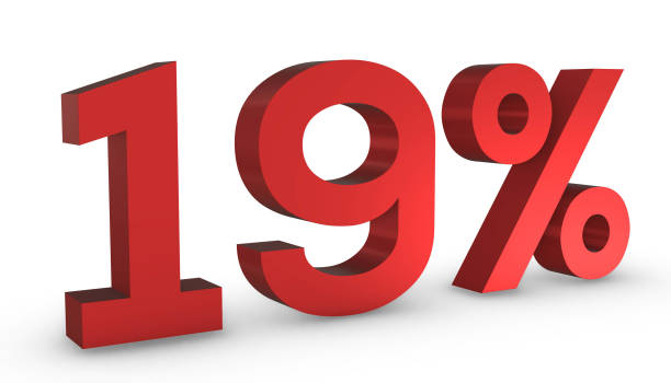 istock Number Nineteen Percent 19% Red Sign 3D Rendering Isolated on White Backgro 1209880231