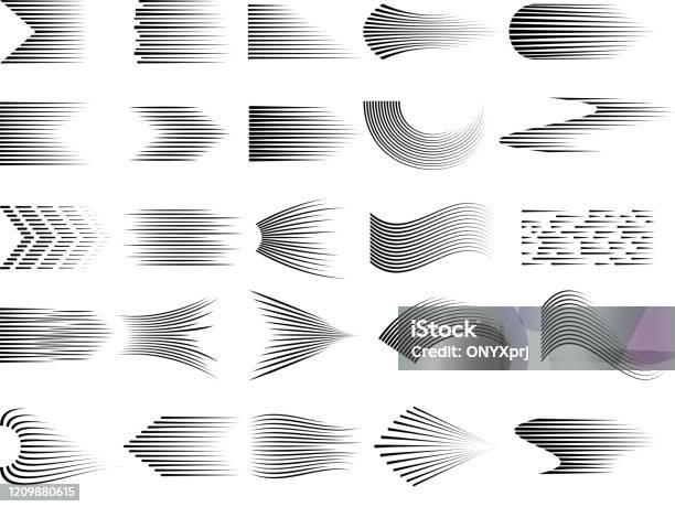 Raccolta Linee Di Velocità Linee Digitali A Fumetti Sfumati Di Simboli Di Velocità Segni Vettoriali - Immagini vettoriali stock e altre immagini di Fare la fila