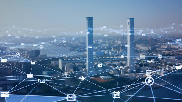 istock Industrial technology concept. Communication network. INDUSTRY 4.0. Factory automation. 1209882238