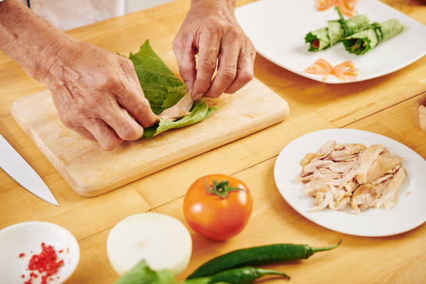 Man making healthy appetizers