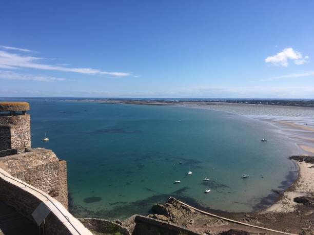 istock Scenic view from castle over beach and bay 1209884244