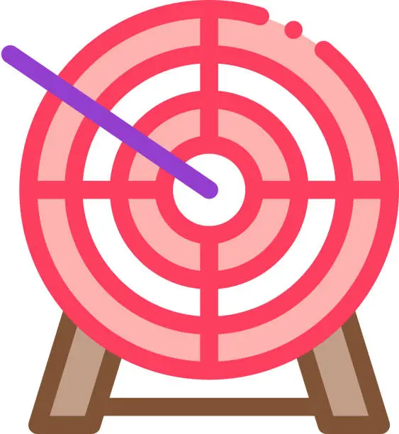 Vector illustration of Arrow In Center Of Target Icon Thin Line Vector