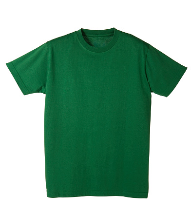 Green t-shirt isolated on white background(with clipping path)