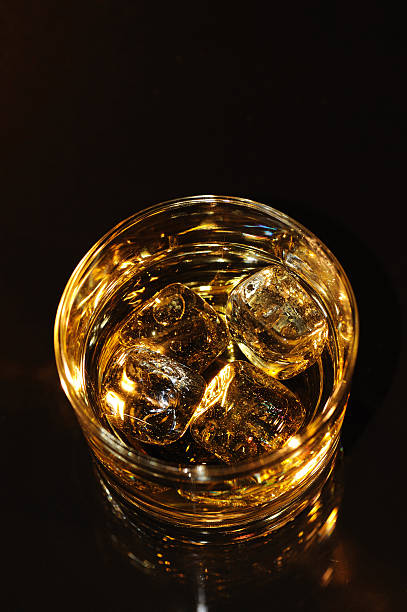 istock Whisky Glass with Ice Topview Black 120988768