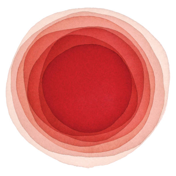 원이 있는 수채화 빨간색 배경 - circle illustration and painting abstract vector stock illustrations