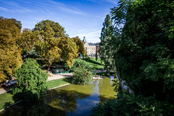 19th borough Town Hall view from the Buttes-Chaumont, Paris