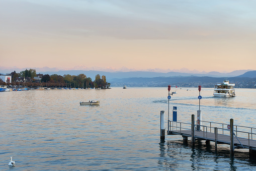 Pier on Lake Zurich. Switzerland.