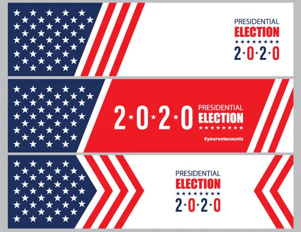 Vector illustration of 2020 USA Election with stars and stripes banner background