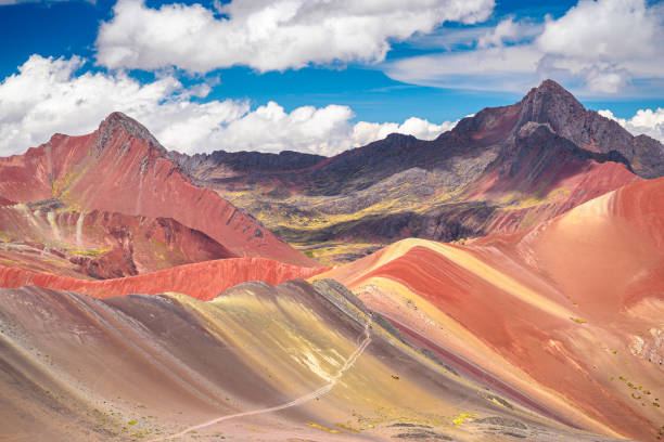 Rainbow Mountain, the landmark of Peru. stock photo