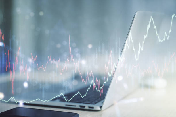 istock Multi exposure of abstract creative financial chart on computer background, research and analytics concept 1209893281