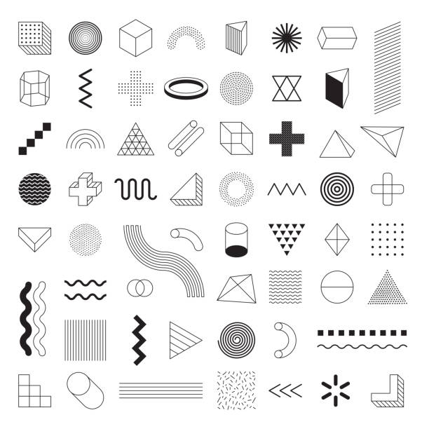 illustrations, cliparts, dessins animés et icônes de vecteur d’ensemble de formes géométriques - - élément graphique