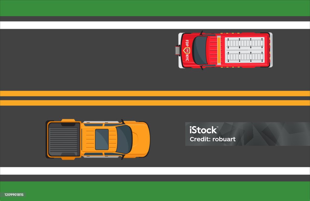 Konsep Vektor Lalu Lintas Kota Dengan Mobil Di Jalan Raya Ilustrasi