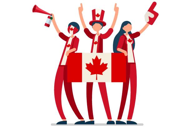 illustrazioni stock, clip art, cartoni animati e icone di tendenza di bandiera canadese canada people - canadian flag canadian culture canada people