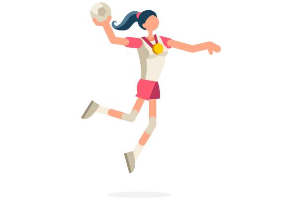 ilustrações de stock, clip art, desenhos animados e ícones de handball goal female player - hat trick