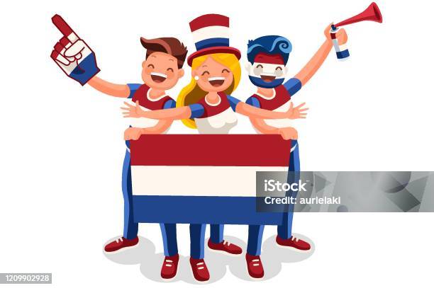 Netherland Flag Dutch People - Arte vetorial de stock e mais imagens de Países Baixos - Países Baixos, Futebol, Bandeira