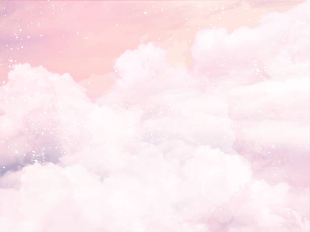 floral pastell aquarell stil. blühende frühling blumenkarten. - dreams heaven cloud fairy tale stock-grafiken, -clipart, -cartoons und -symbole