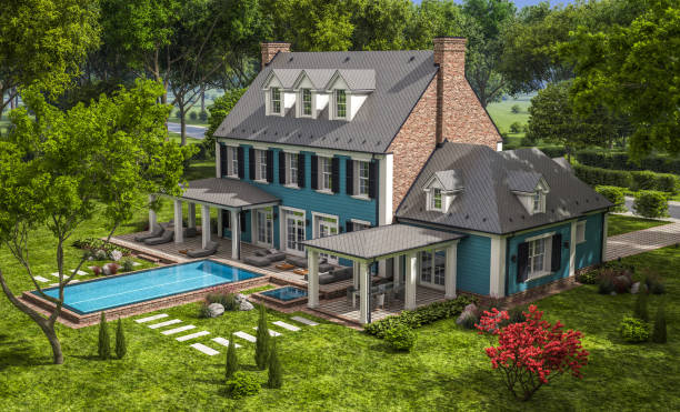 istock 3d rendering of modern classic house in colonial style 1209904926