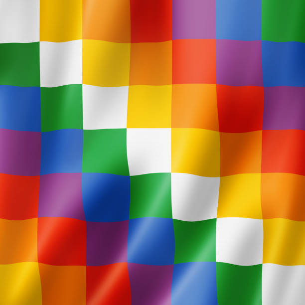Wiphala ethnic flag, South America. 3D illustration