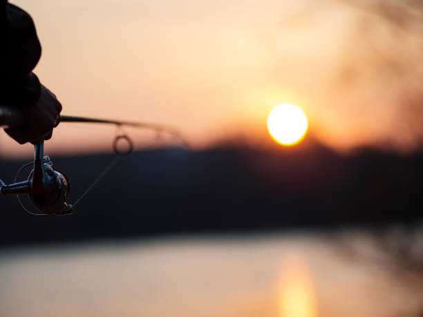 istock Fishing on spinning at sunset in spring or autumn 1209905768