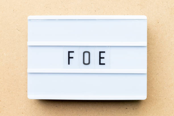 istock White lightbox with word foe on wood background 1209906283