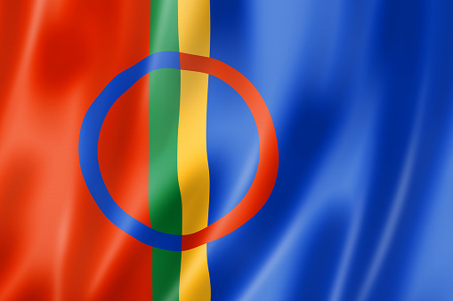 Sami ethnic flag, Lapland. 3D illustration