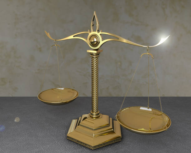 istock Gold scales of justice. 3D render 1209910269