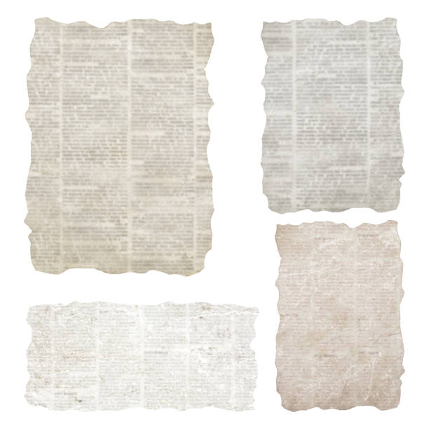 istock Set of torn newspaper pieces isolated on white background. Old grunge newspapers textured paper collection 1209912836