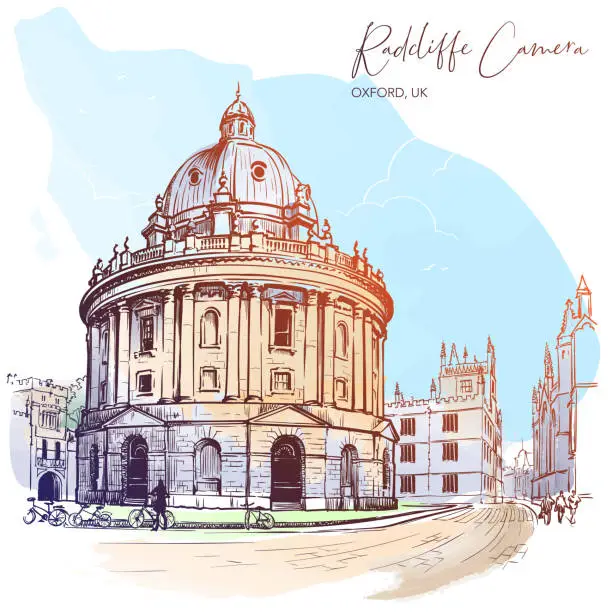 Vector illustration of Radcliffe Camera. Westminster, London, UK. Excellent example of the Palladian architecture.