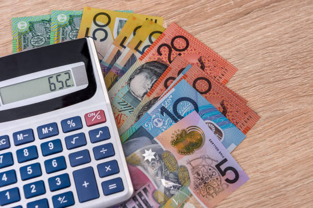 istock Australian money aud with calculator on desk. 1209915424
