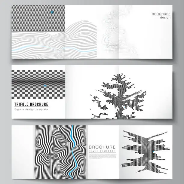 Vector illustration of The minimal vector editable layout of square format covers design templates for trifold brochure, flyer, magazine. Abstract big data visualization concept backgrounds with lines and cubes.