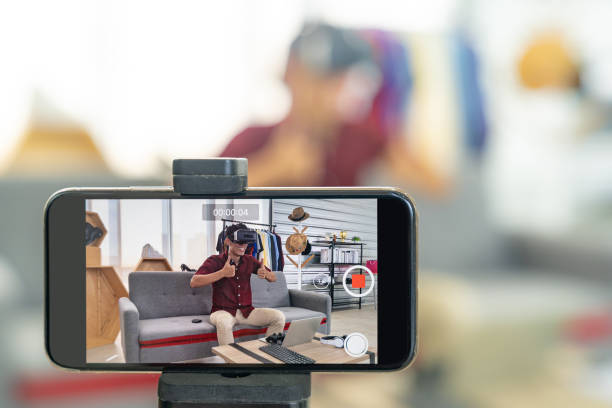 istock Vlogger live review joystick gaming  product 1209921024