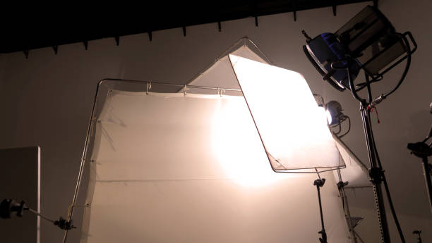istock Big studio LED continue lighting for photo and video shooting production on tripod which very strong and powerful by more than 1000 watt and light setup include softbox or transperant paper for softer images. 1209923717