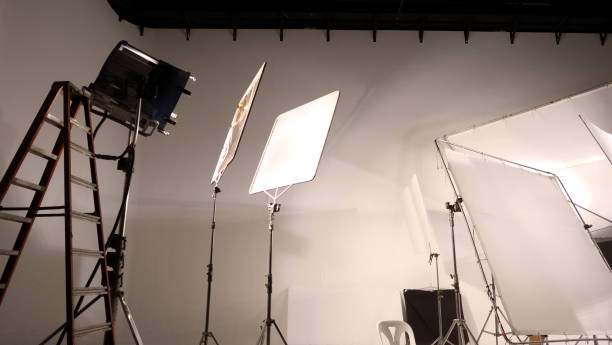 istock Big studio LED continue lighting for photo and video shooting production on tripod which very strong and powerful by more than 1000 watt and light setup include softbox or transperant paper for softer images. 1209923732