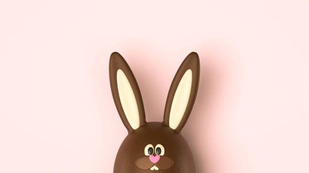 Cute Easter bunny, chocolate rabbit on pink background, holiday surprise gift, sweet Easter symbol. Funny bunny with pink heart nose, chocolate egg decoration, front view. Delicious greeting poster. Funny bunny with pink heart nose, chocolate egg decoration, front view. Delicious greeting poster. Cute Easter bunny, chocolate rabbit on pink background, holiday surprise gift, sweet Easter symbol. chocolate bunny stock pictures, royalty-free photos & images