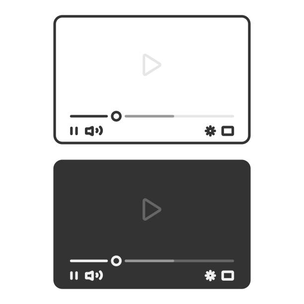 video player template icon set. musik, film und video player vector design auf weißem hintergrund. - tierimitation stock-grafiken, -clipart, -cartoons und -symbole