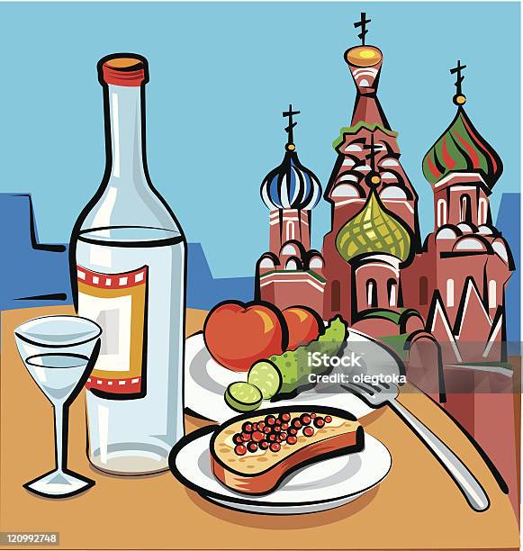 Vodka Russa - Immagini vettoriali stock e altre immagini di Alchol - Alchol, Bibita, Bicchiere