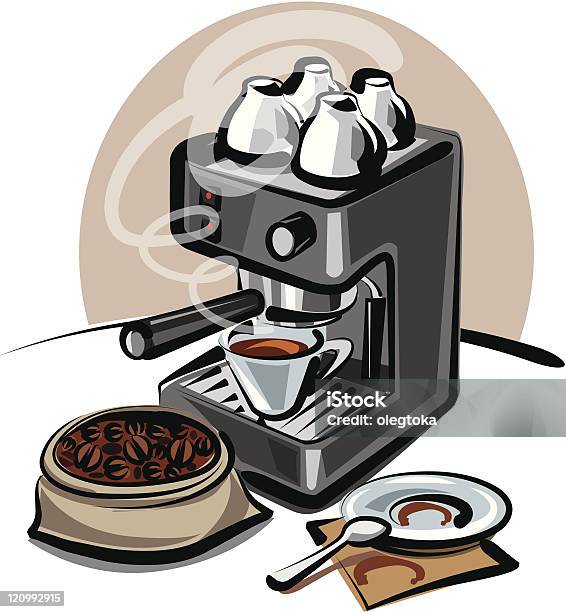 Maszyna Do Kawy - Stockowe grafiki wektorowe i więcej obrazów Bez ludzi - Bez ludzi, Brązowy, Cappuccino