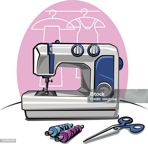 Máquina De Costura - Arte vetorial de stock e mais imagens de Bordado - Bordado, Machinery, Afiado