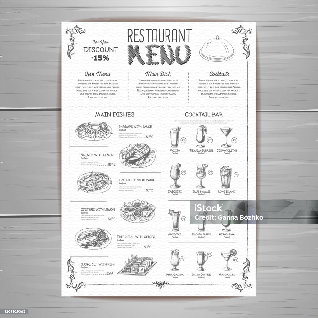 Drawings For Menu Hand Drawn Restaurant Menu Design Stock Illustration - Download Image ...