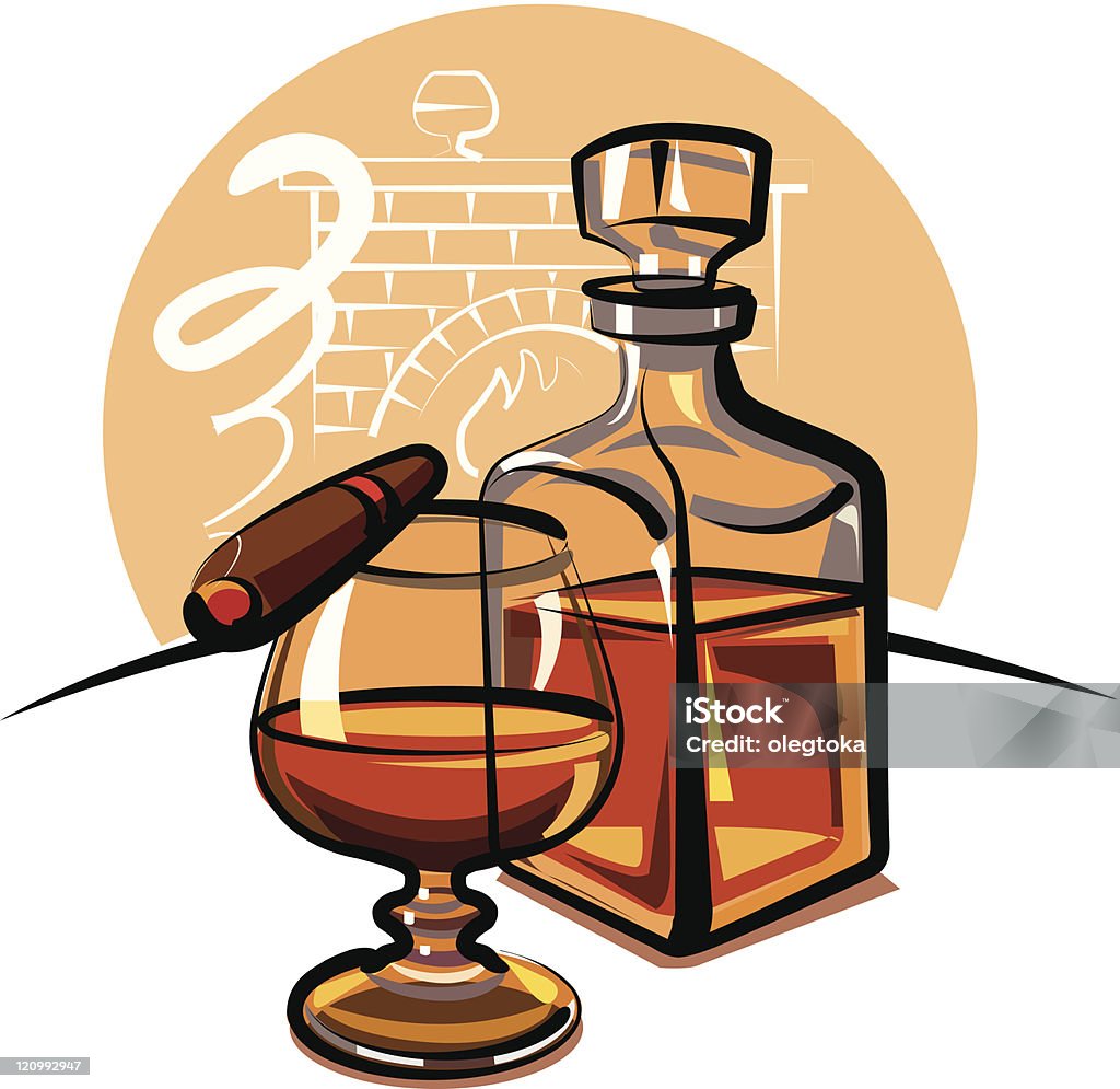 cognac et de cigares - clipart vectoriel de Cigare libre de droits