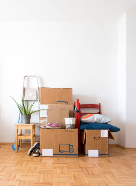 istock Move. Cardboard boxes, cleaning things and stuff for moving into a new, clean and bright home 1209930208