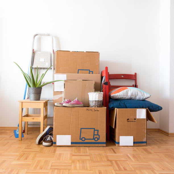 istock Move. Cardboard boxes, cleaning things and stuff for moving into a new, clean and bright home 1209930222