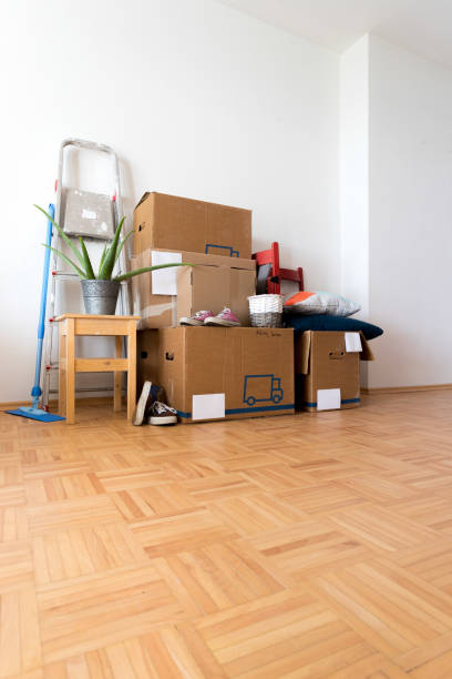 istock Move. Cardboard boxes, cleaning things and stuff for moving into a new, clean and bright home 1209930373