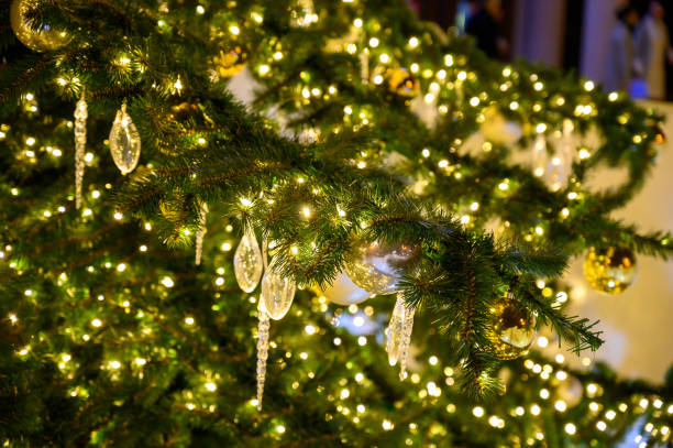 istock Christmas decorations with balls and icicles 1209930576