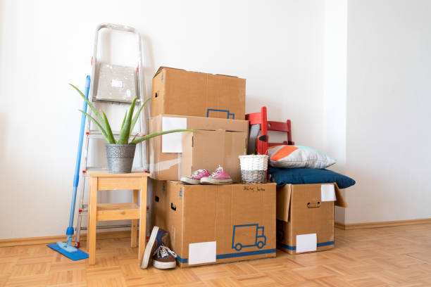 istock Move. Cardboard boxes, cleaning things and stuff for moving into a new, clean and bright home 1209930579