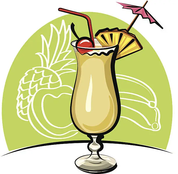 Vector illustration of colada pina cocktail